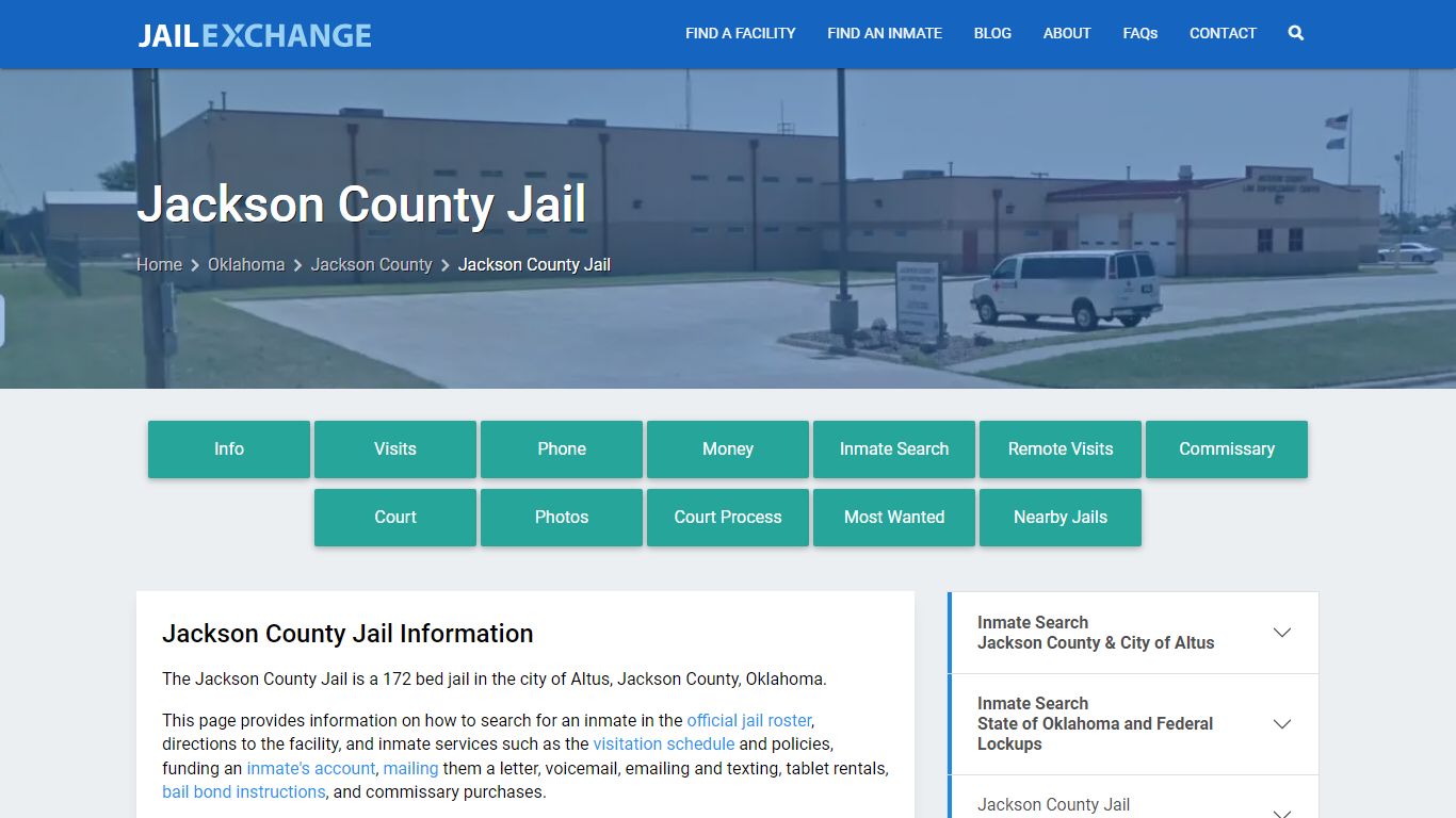 Jackson County Jail, OK Inmate Search, Information