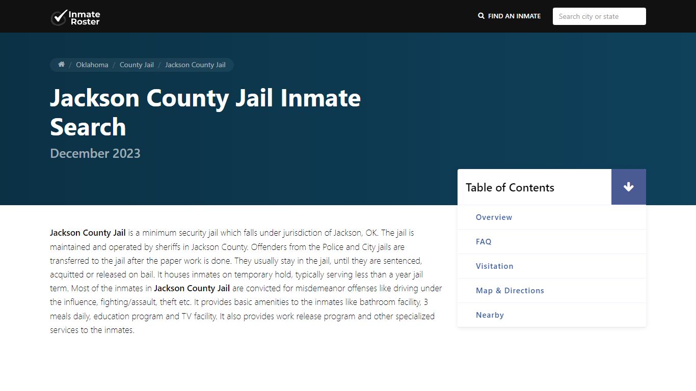 Inmate Search | Jackson County Jail - Altus, OK - InmateRoster